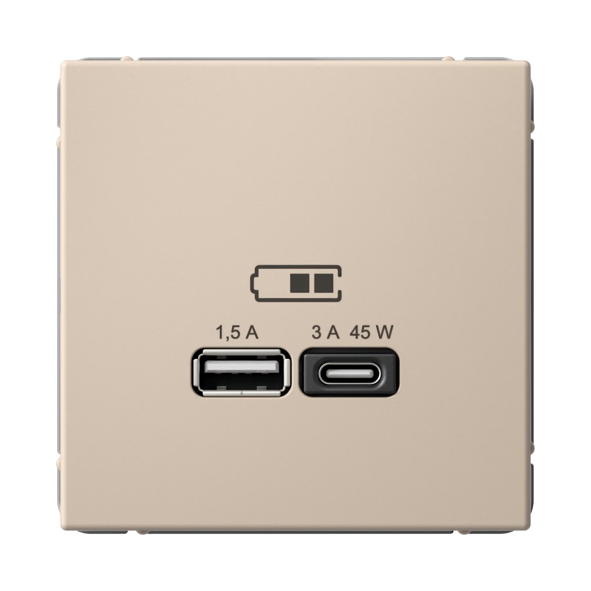 ARTGALLERY USB РОЗЕТКА A + тип-C 45Вт высокоскор.заряд. QC, PD, механизм, ПЕСОЧНЫЙ