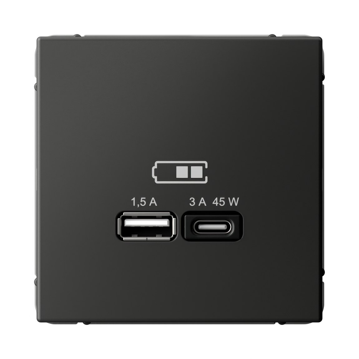 ARTGALLERY USB РОЗЕТКА A + тип-C 45Вт высокоскор.заряд. QC, PD, механизм, БАЗАЛЬТ
