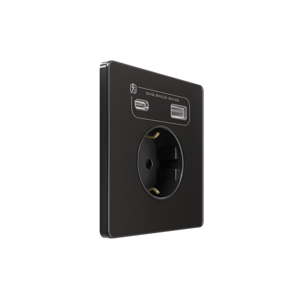 Systeme Infinity, Розетка С/У с ЗК и зар.устр.USB А+С 20Вт (250В, 16А, защит.шторки), Полярная ночь