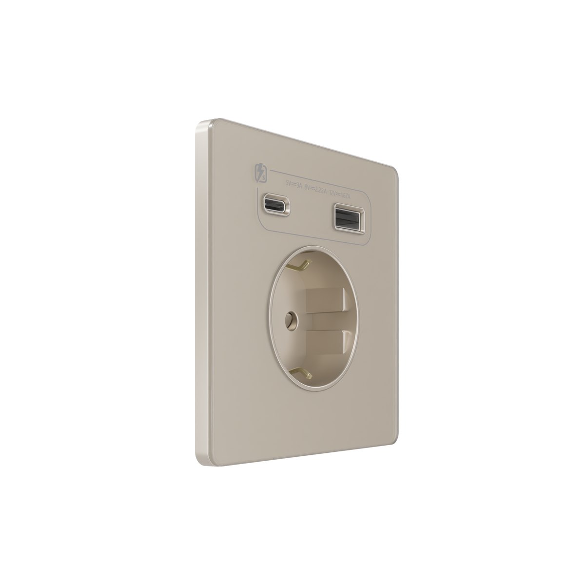 Systeme Infinity, Розетка С/У с ЗК и зар.устр.USB А+С 20Вт (250В, 16А, защит.шторки), Песчаный берег