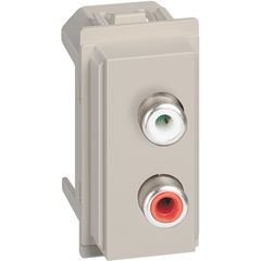 KM4269R Механизм розетки акустической с разъёмами RCA 1 модуль, песочный