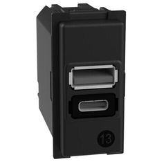 Механизм зарядного устройства USB 2 разъёма тип - A/C 15 Вт/3000мА 1 модуль