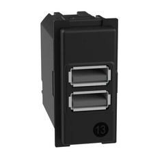 Механизм зарядного устройства USB 2 разъёма тип - A/A 15 Вт/3000мА 1 модуль