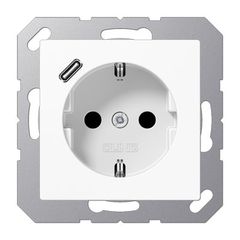 Розетка SCHUKO® с USB-зарядным устройством, тип С; термопласт; белый