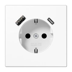 15CAWW  Розетка SCHUKO® с USB-зарядным устройством, тип A + тип С; термопласт; белый