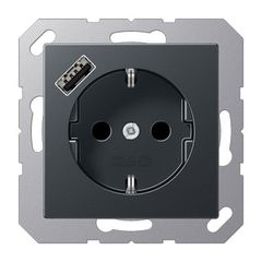 JUNG SCHUKO Матовый антрацит с USB-зарядным устройством, тип А; термопласт
