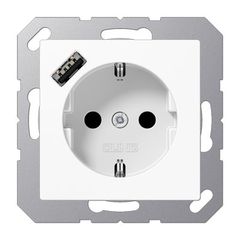 JUNG SCHUKO Розетка с USB-зарядным устройством, тип A  термопласт; белый