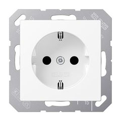 JUNG A Flow/A 550 Белый матовый Розетка 16A 250V с защитой от детей, SCHUKO