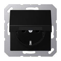 JUNG A Flow/A 550 Черный матовый Розетка 16A 250V с крышкой, SCHUKO