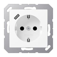 JUNG A Flow/A 550 Белый матовый Розетка с USB-зарядным устройством, тип С, SCHUKO