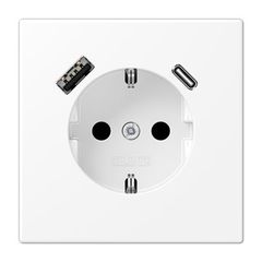 Розетка SCHUKO® с USB-зарядным устройством, тип A + тип С; термопласт; белый м