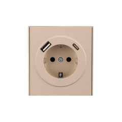 Розетка STRONG 1-ая с/з с/у з/ш 16А с USB A+C быстрой зарядки 5В/3А шелк KRANZ