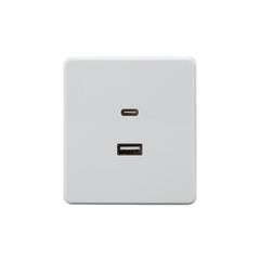 Розетка ROUND USB-A+Type-C 3А с функцией быстрой зарядки перламутр KRANZ