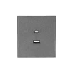 Розетка STRONG USB-A+Type-C 3А с функцией быстрой зарядки графит KRANZ