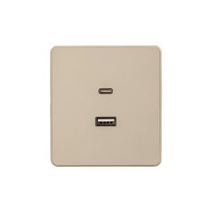 Розетка ROUND USB-A+Type-C 3А с функцией быстрой зарядки шелк KRANZ