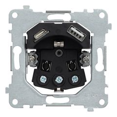 Механизм розетки 2к+з с USB A+C