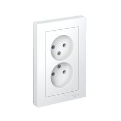 ATLASDESIGN РОЗЕТКА двойная без заземления, 16А, в сборе, БЕЛЫЙ