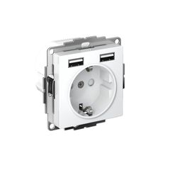 ATLASDESIGN РОЗЕТКА 16А c 2 USB A+A, 5В/2,4А, 2х5В/1,2А, механизм, БЕЛЫЙ