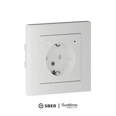 ATLASDESIGN SMART РОЗЕТКА с заземл., со шт., Zigbee, L+N, 16А, мех., БЕЛЫЙ
