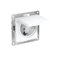 ATLASDESIGN РОЗЕТКА с заземлением со шторками с крышкой, 16А, IP20, механизм, БЕЛЫЙ