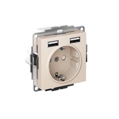 ATLASDESIGN РОЗЕТКА 16А c 2 USB A+A, 5В/2,4А, 2х5В/1,2А, механизм, БЕЖЕВЫЙ