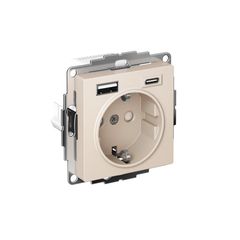 ATLASDESIGN РОЗЕТКА 16А c 2 USB A+C, 5В/2,4А/3,0А, 2х5В/1,5А, механизм, БЕЖЕВЫЙ