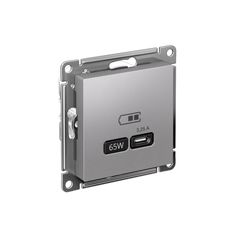 ATLASDESIGN USB РОЗЕТКА тип-С 65Вт высокоскор.заряд. QC, PD, механизм, АЛЮМИНИЙ