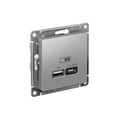 ATLASDESIGN USB РОЗЕТКА A + тип-C 45Вт высокоскор.заряд. QC, PD, механизм, АЛЮМИНИЙ