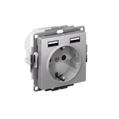 ATLASDESIGN РОЗЕТКА 16А c 2 USB A+A, 5В/2,4А, 2х5В/1,2А, механизм, АЛЮМИНИЙ