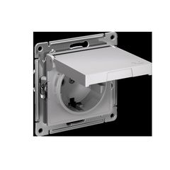 ATLASDESIGN РОЗЕТКА с заземлением со шторками с крышкой,16А,IP20, мех.,быстрозажим. клем., АЛЮМИНИЙ