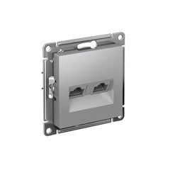 ATLASDESIGN РОЗЕТКА двойная компьютерная RJ45+RJ45 кат. 6А, механизм, АЛЮМИНИЙ