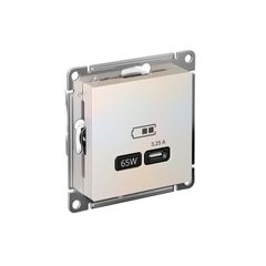 ATLASDESIGN USB РОЗЕТКА тип-С 65Вт высокоскор.заряд. QC, PD, механизм, ЖЕМЧУГ
