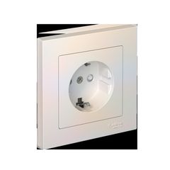 ATLASDESIGN РОЗЕТКА с заземлением со шторками, 16А, в сборе, быстрозажим. клем., ЖЕМЧУГ
