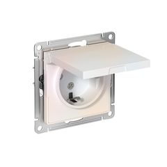 ATLASDESIGN РОЗЕТКА с заземлением со шторками с крышкой, 16А, IP20, механизм, ЖЕМЧУГ