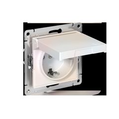 ATLASDESIGN РОЗЕТКА с заземлением со шторками с крышкой,16А,IP20, мех.,быстрозажим. клем., ЖЕМЧУГ