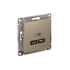 ATLASDESIGN USB РОЗЕТКА тип-С 65Вт высокоскор.заряд. QC, PD, механизм, ШАМПАНЬ