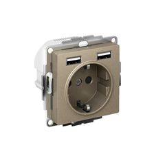 ATLASDESIGN РОЗЕТКА 16А c 2 USB A+A, 5В/2,4А, 2х5В/1,2А, механизм, ШАМПАНЬ