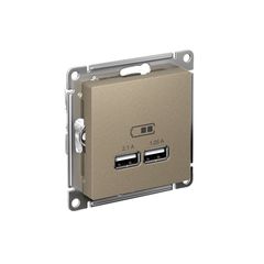 ATLASDESIGN USB РОЗЕТКА A+A, 5В/2,1А, 2х5В/1,05А, механизм, ШАМПАНЬ
