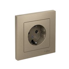 ATLASDESIGN РОЗЕТКА с заземлением со шторками, 16А, в сборе, ШАМПАНЬ