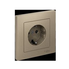 ATLASDESIGN РОЗЕТКА с заземлением со шторками, 16А, в сборе, быстрозажим. клем., ШАМПАНЬ