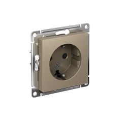 ATLASDESIGN РОЗЕТКА с заземлением со шторками, 16А, механизм, ШАМПАНЬ