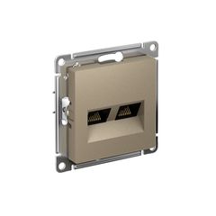 ATLASDESIGN РОЗЕТКА двойная компьютерная RJ45+RJ45 кат. 6А, механизм, ШАМПАНЬ