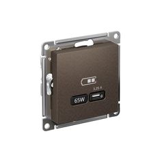 ATLASDESIGN USB РОЗЕТКА тип-С 65Вт высокоскор.заряд. QC, PD, механизм, МОККО
