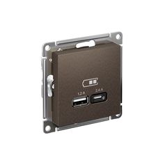 ATLASDESIGN USB РОЗЕТКА А+С, 5В/2,4А, 2х5В/1,2А, механизм, МОККО