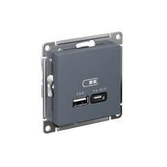 ATLASDESIGN USB РОЗЕТКА A + тип-C 45Вт высокоскор.заряд. QC, PD, механизм, ГРИФЕЛЬ