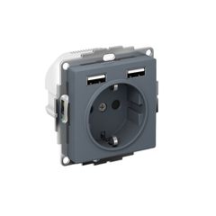 ATLASDESIGN РОЗЕТКА 16А c 2 USB A+A, 5В/2,4А, 2х5В/1,2А, механизм, ГРИФЕЛЬ