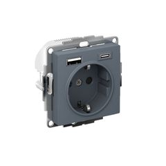 ATLASDESIGN РОЗЕТКА 16А c 2 USB A+C, 5В/2,4А/3,0А, 2х5В/1,5А, механизм, ГРИФЕЛЬ