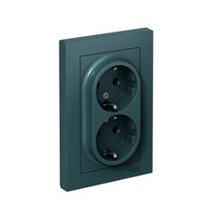 ATLASDESIGN РОЗЕТКА двойная с заземлением со шторками, 16А, в сборе, ИЗУМРУД