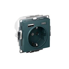 ATLASDESIGN РОЗЕТКА 16А c 2 USB A+C, 5В/2,4А/3,0А, 2х5В/1,5А, механизм, ИЗУМРУД