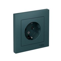 ATLASDESIGN РОЗЕТКА с заземлением со шторками, 16А, в сборе, ИЗУМРУД